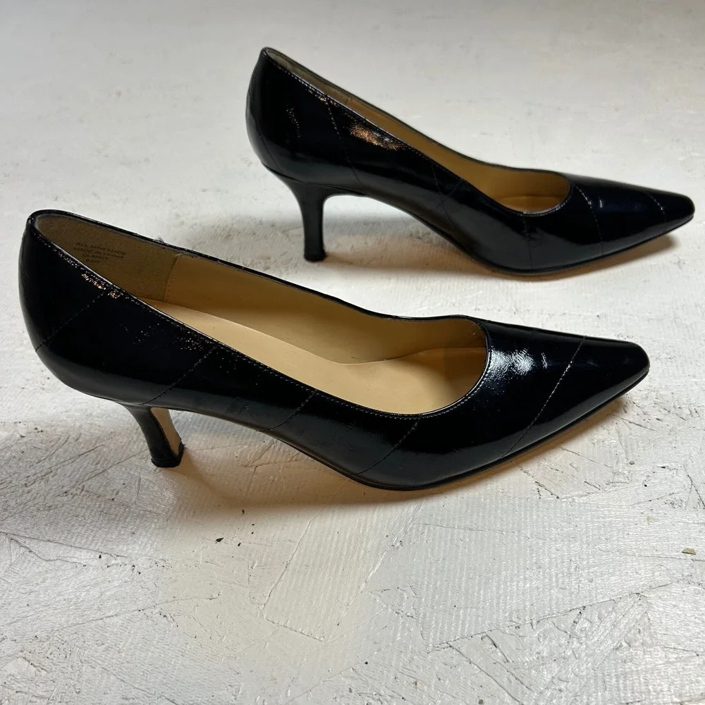 Karen Scott Black Patent Leather Pointed Toe Stiletto Heels Pumps Women Size 8M‎